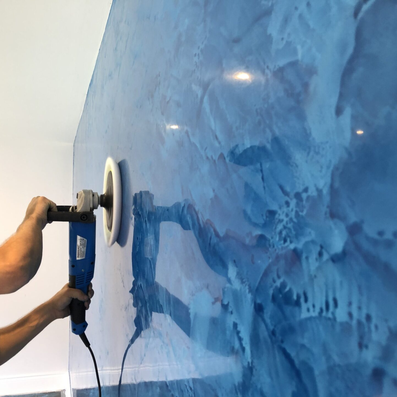 A finished wax on Venetian Plastering.