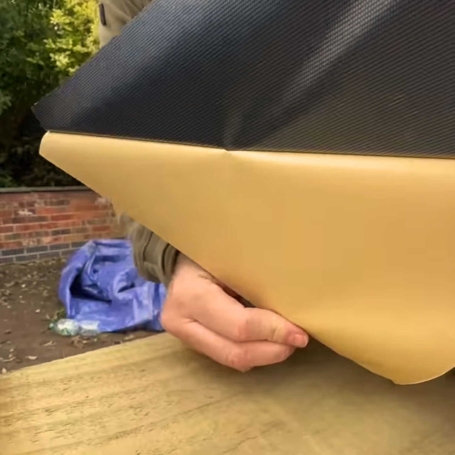 Sleeper tape being pulled from the roll.