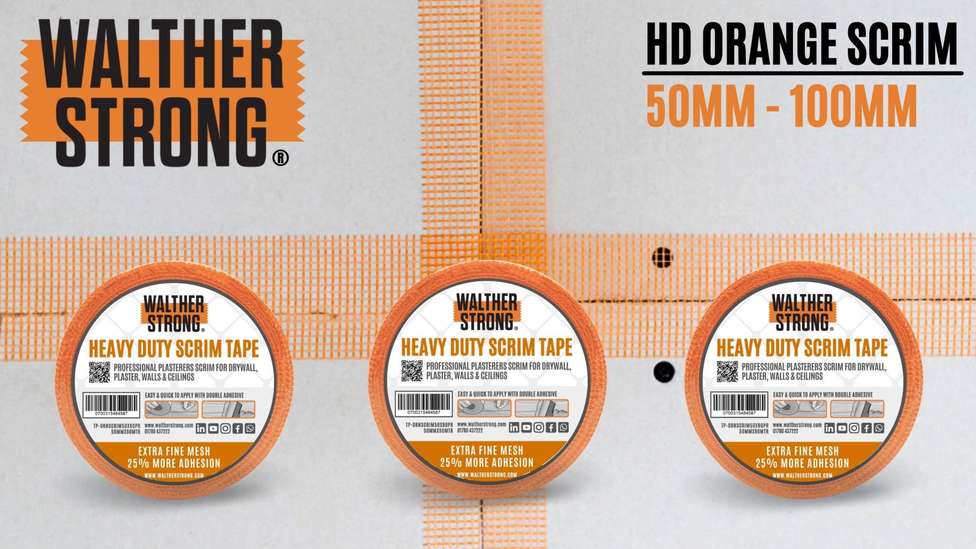Orange Scrim tape with 3 sizes.